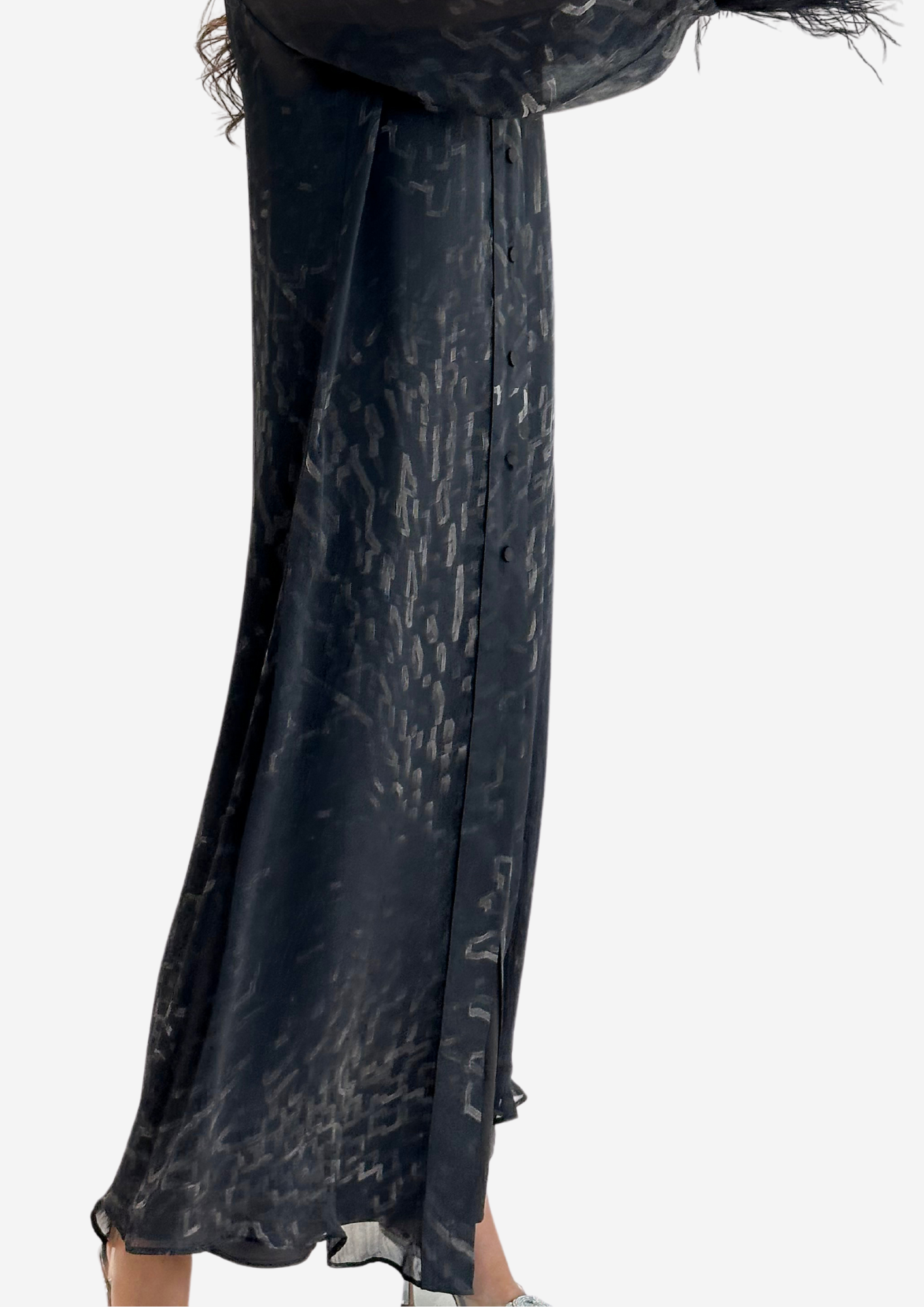 Black Abaya With Feather